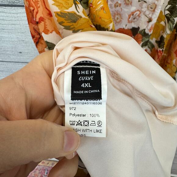 Shein Curve Plus Size Fall Orange Yellow Sleeveless Ruffle Midi Dress Size 4XL - Picture 7 of 7